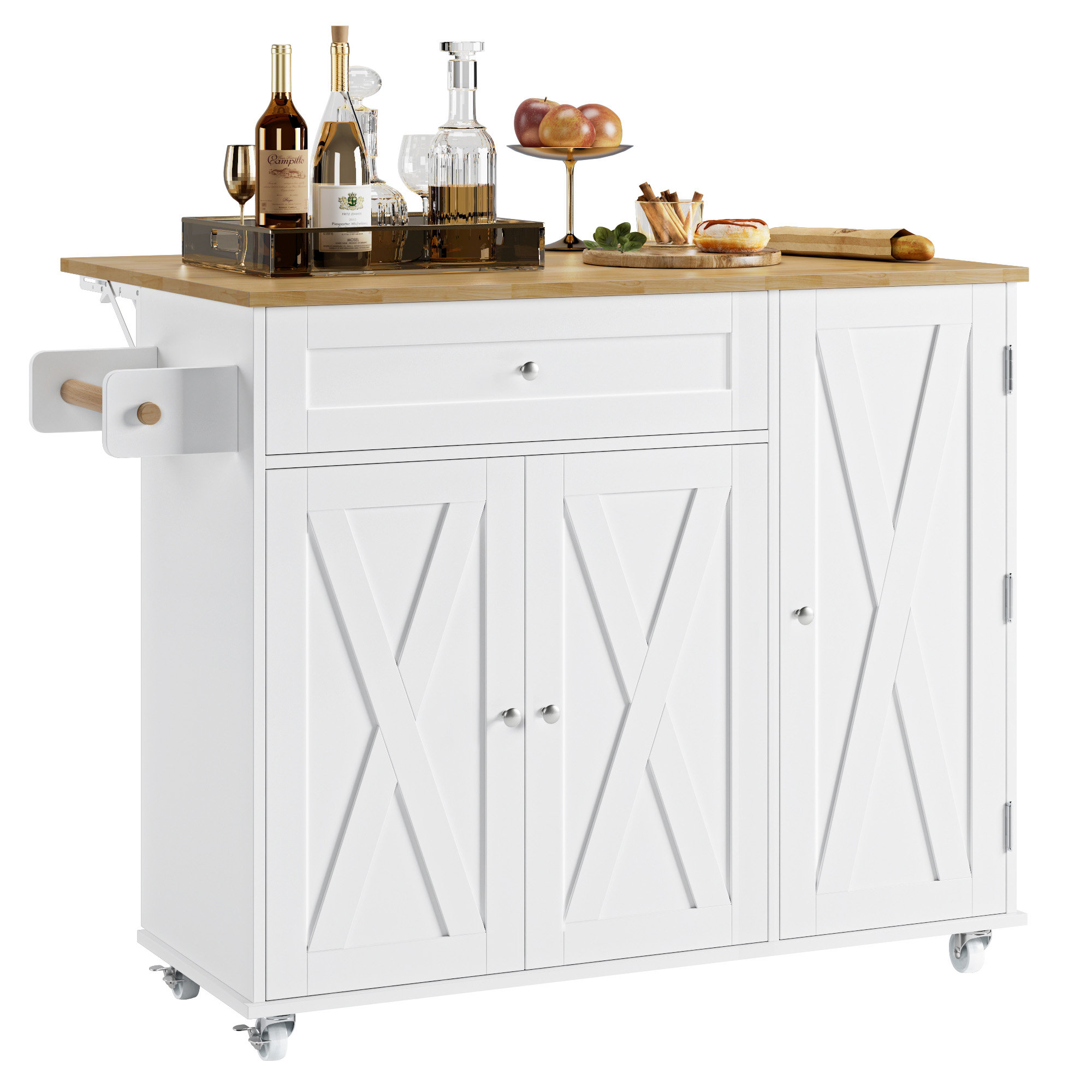 Laurel Foundry Modern Farmhouse Barr Movable Kitchen Island with Towel